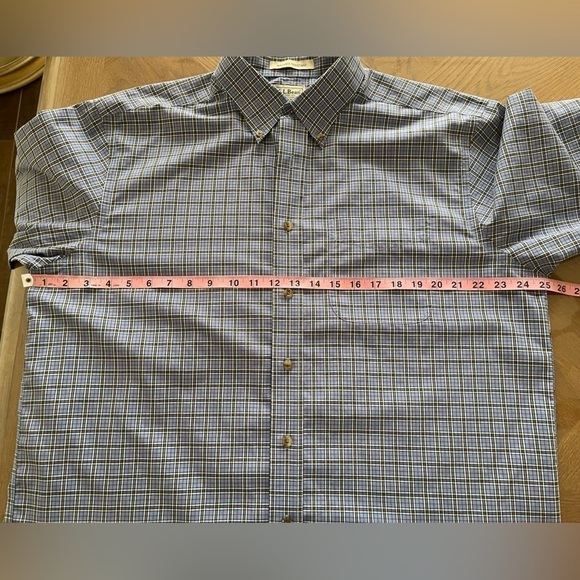 L.L. Bean Button Down Wrinkle-Free Oxford Shirt Neck 16 1/2” Plaid Large Tall - Picture 8 of 13